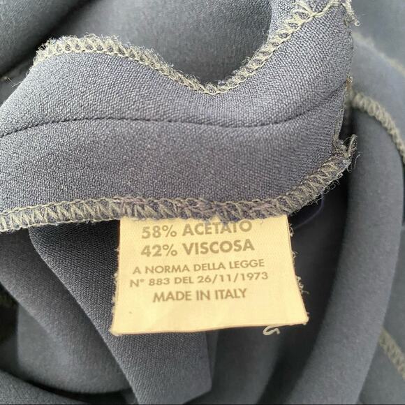 Gia Mattiolo Couture Mesh Sides Navy Dress 44 12 - Picture 8 of 8